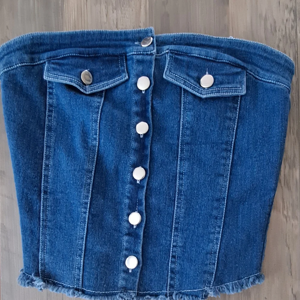 Denim Blue Button-Front Top - Picture 1 of 6